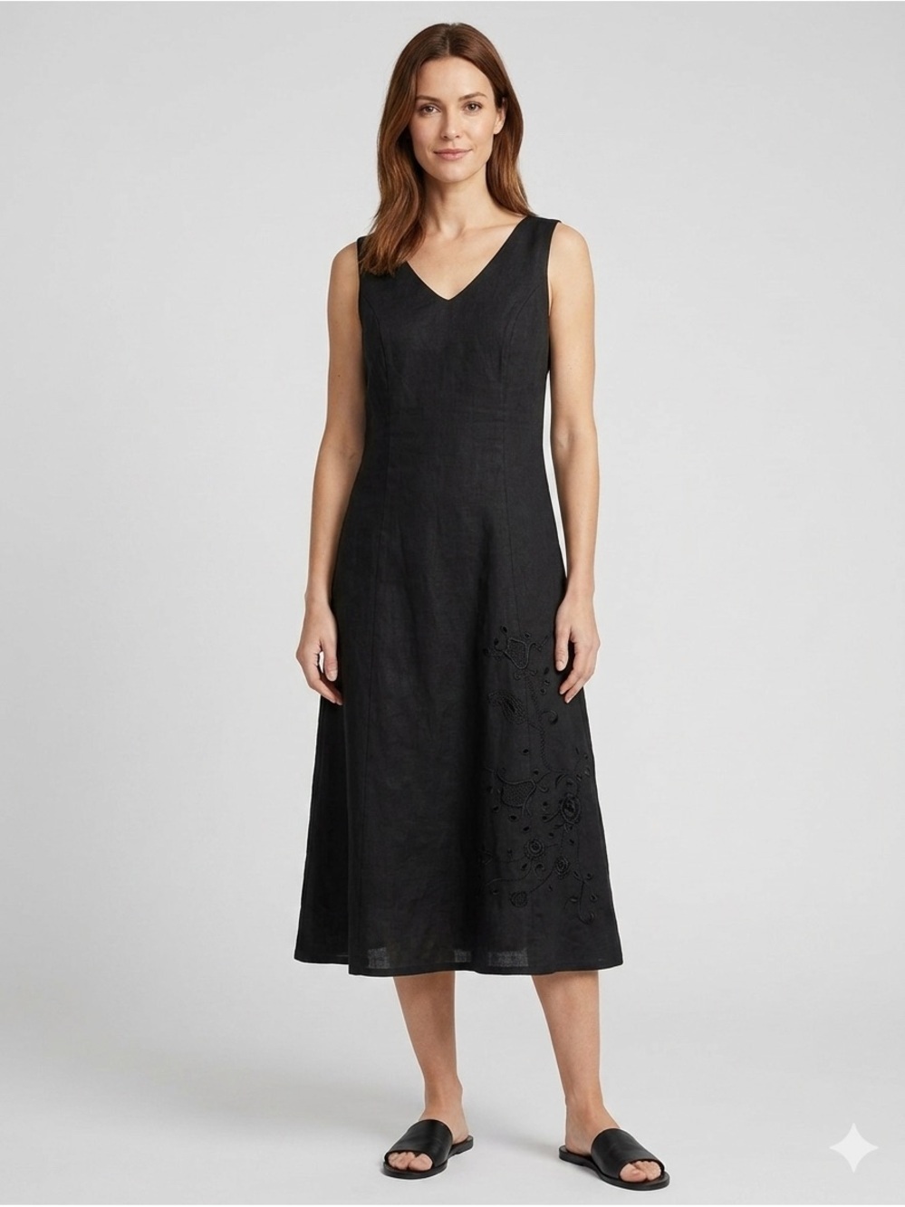 It’s a new vision Sleeveless Black V-Neck Midi Dress